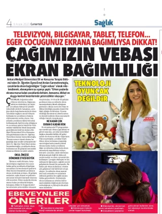 09.12.2023 TARHİNDE EKRAN BAGIMLIĞI İLE İLGİLİ HÜRRİYET GAZETESİ İLE YARARLI RÖPORTAJI OKUYABİLİRSİNİZ